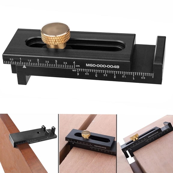 TOUMENY Woodworking Feeler Ruler, 5-40mm Saw Seam Gauge Gaps Slots Adjuster, Aluminum Brass Hand Tools for Table Saw Slot Measurement, Precision Slot Regulator for Grooving Cutting