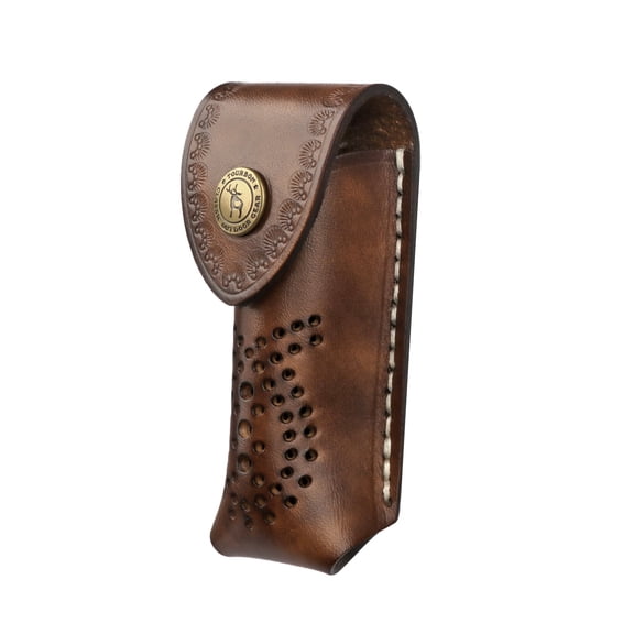 TOURBON 4.1" Leather Knife Sheath Snap Case Multipurpose Knife Pouch for Small Folding Knife EDC Holster Clip-on Belt Brown
