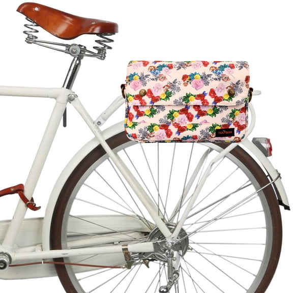 TOURBON Bike Handlebar/Seat/Top Tube Bag Canvas Retro Bicycle Single Rear Rack Pannier