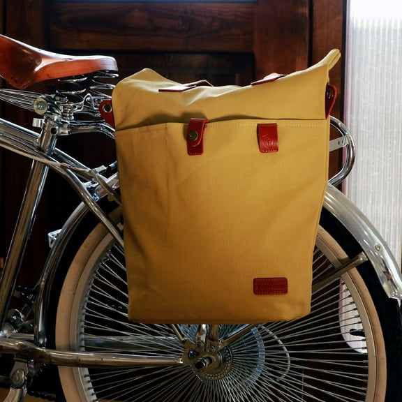 TOURBON Bike Pannier Bag Cycling Rear Rack Tote Case Messenger Pack Traveling Waterproof Canvas Green Shoulder Bag