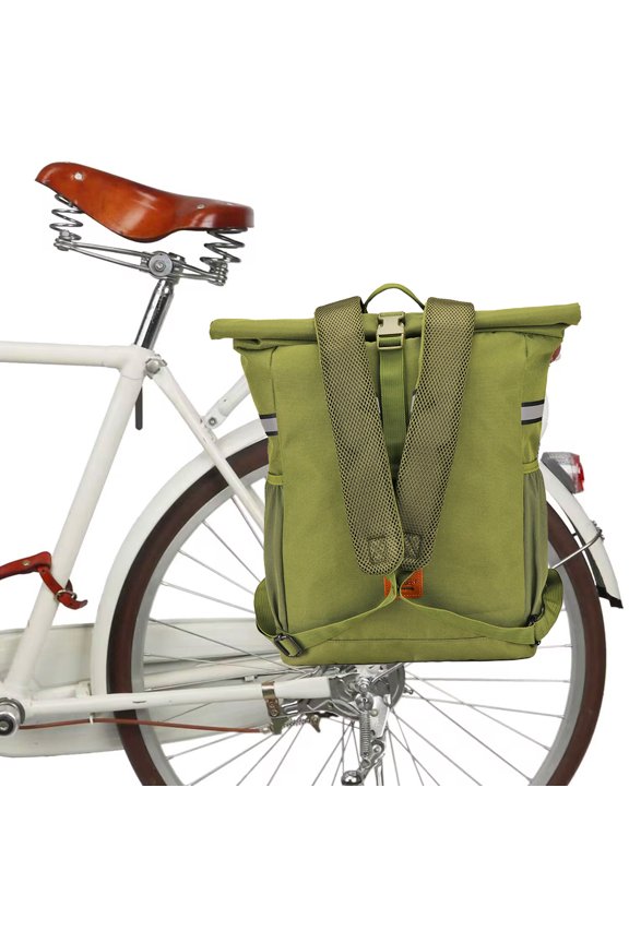 Bike Seat Bag Nylon Shoulder Backpack Waterproof Leisure Daily School Bag Green