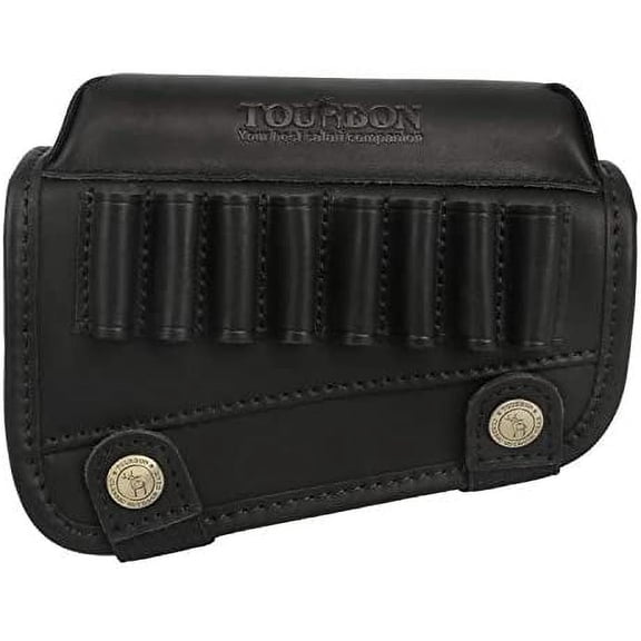 TOURBON Leather Recoil Pad for Hunting Rifle or Shotgun, Shell Slots for .308Win/30-06, Black