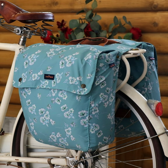 TOURBON Canvas Bicycle Back Seat Panniers Rear Rack Trunk Bike Luggage Storage Saddle Bag Outdoor