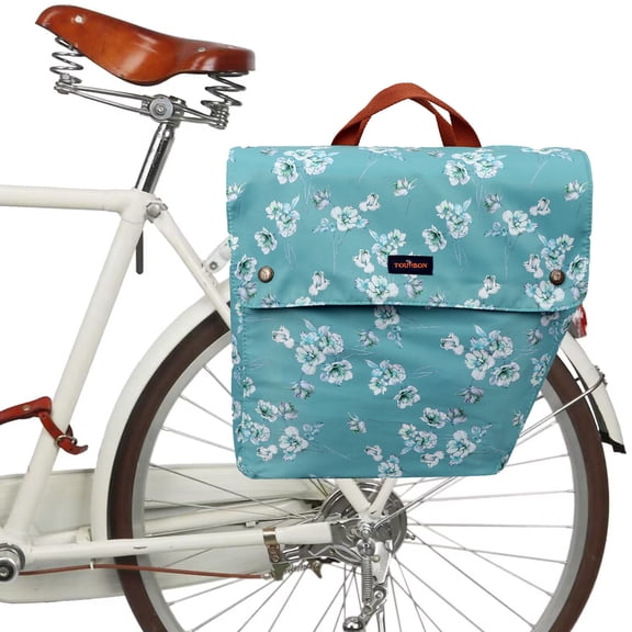 TOURBON Canvas Bicycle Back Seat Panniers Rear Rack Trunk Bike Luggage Storage Saddle Bag Outdoor