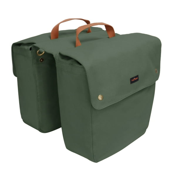 TOURBON Canvas Cycling Bike Pannier Bicycle Rear Seat Bag Rack Trunk Market Bag (Waterproof, Roll-Up)
