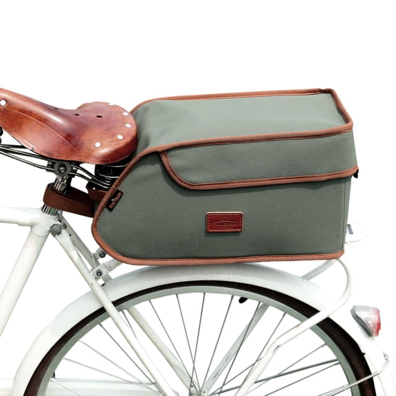 TOURBON Cycling Accessories Bicycle Rear Rack Insulated Trunk Cooler Bags Canvas Bike Seat Tail Bags Green