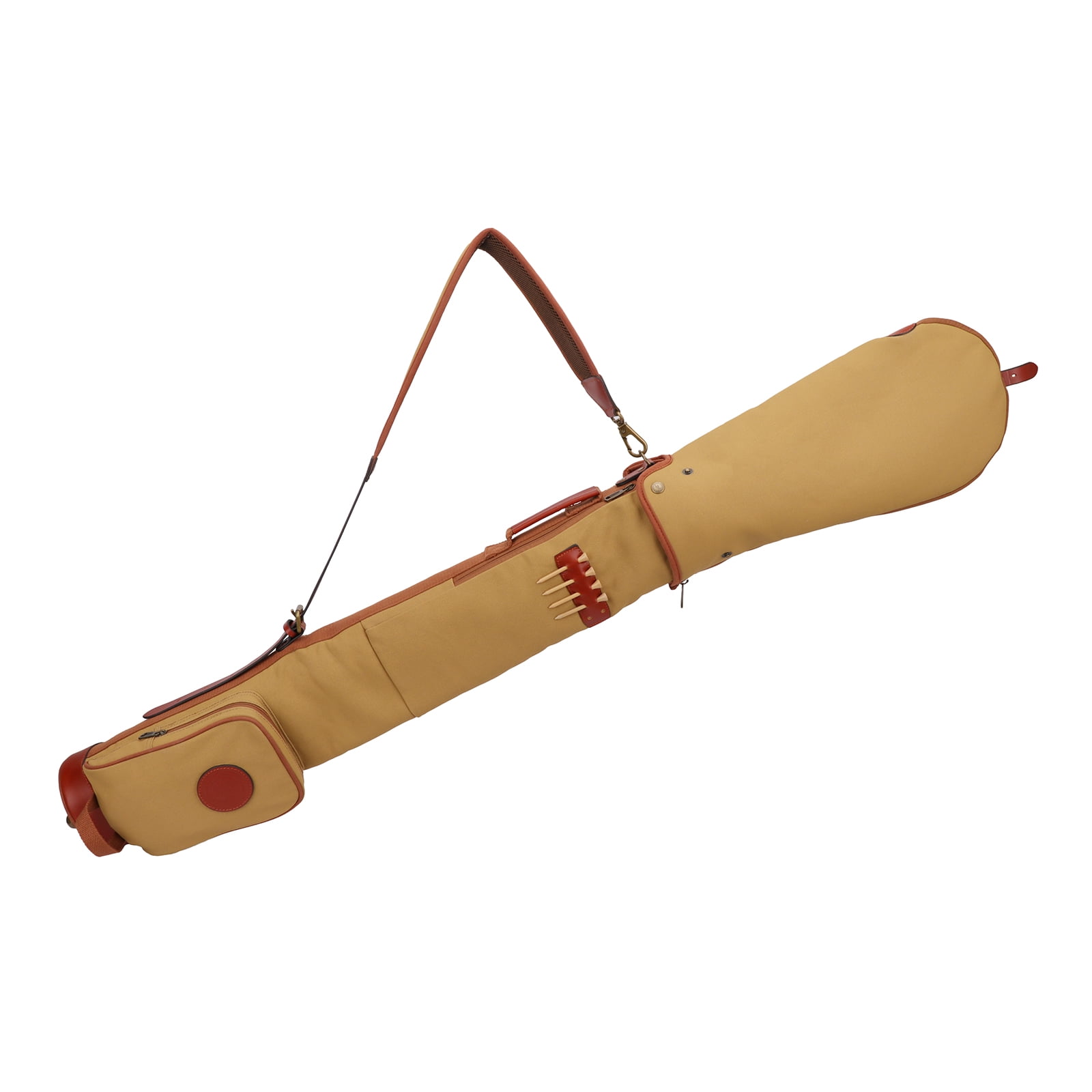 TOURBON Golf Clubs Sunday Bag Carrying Case Golf Pack Travel Retro Pencil Style Canvas Leather Shoulder Pack Brown