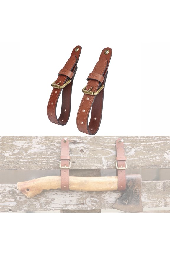 Hanging Leather Straps with Adjustable Buckle for Axes, Hatchets, Tools, for Heavy Duty Wall displays