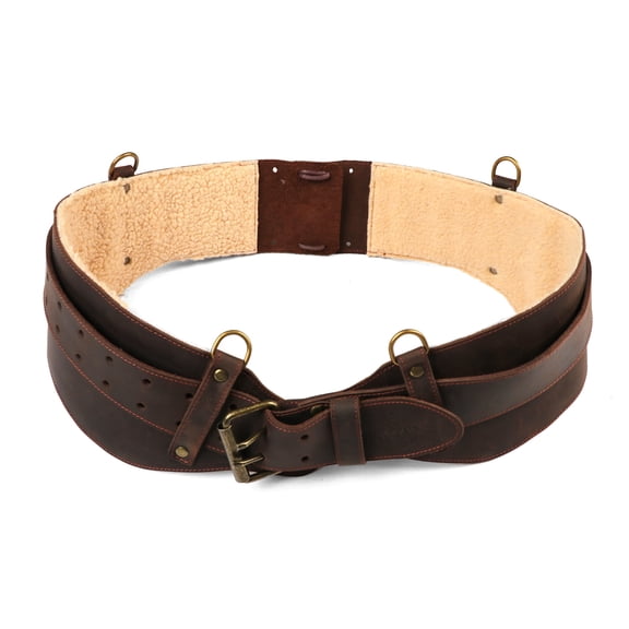 TOURBON Heavy Duty Leather Belt Tool Belt Loggers Felling Stronghold Belt Woodworking Adjustable Fits Waist 33"-47"