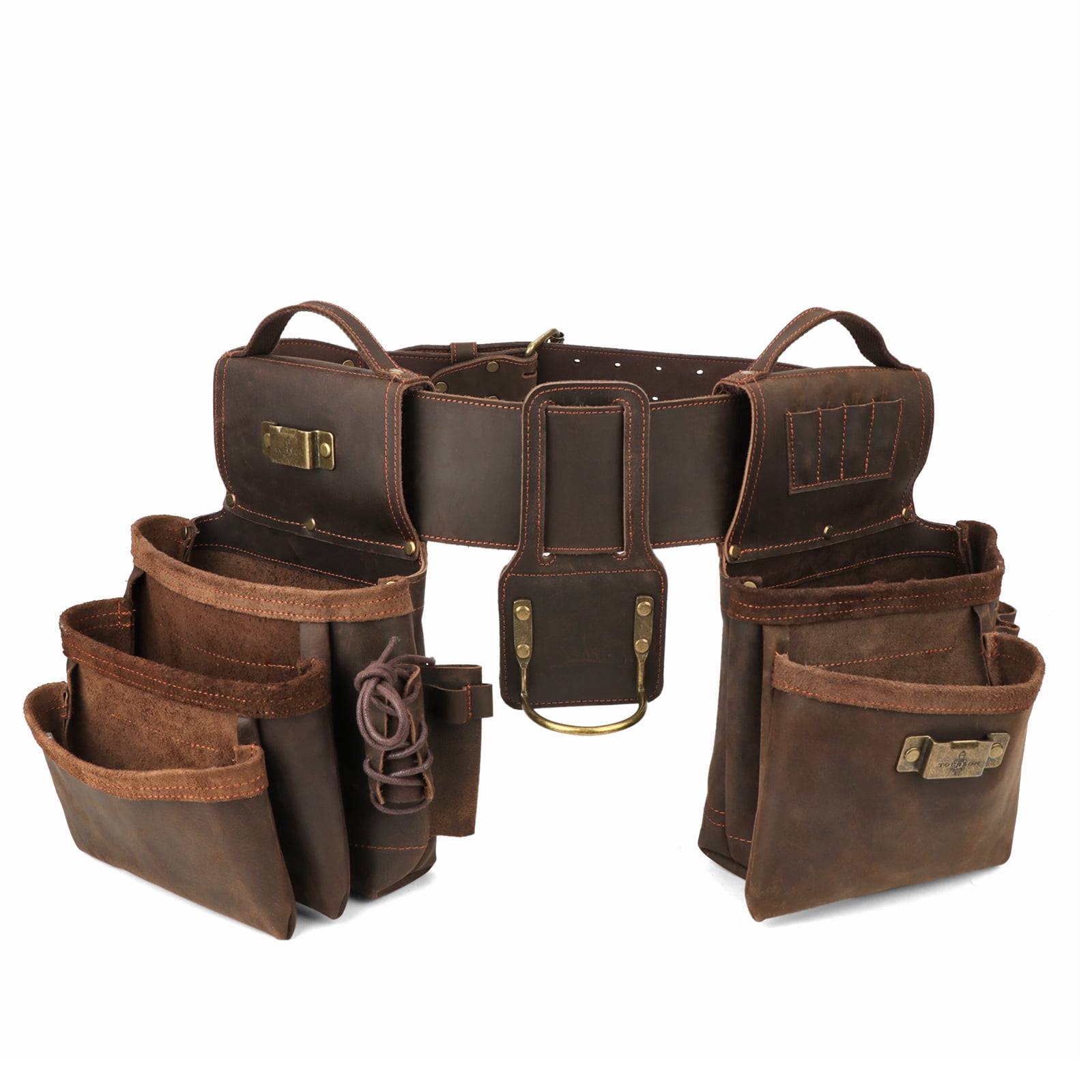 Tourbon Leather Utility Tool Belt Pouch 8 Pockets Tools Holster With