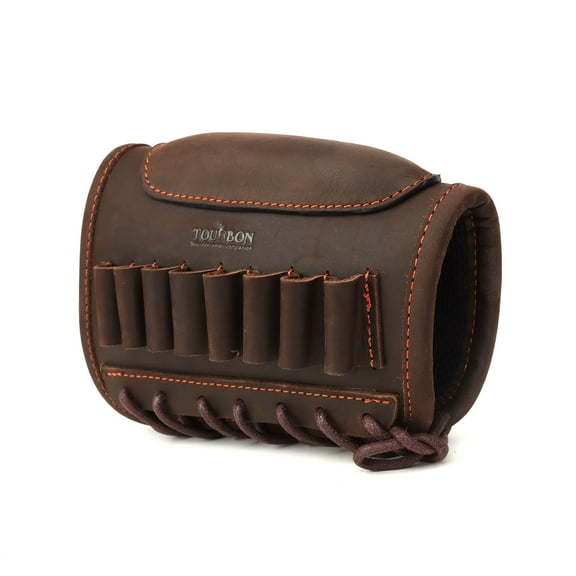 TOURBON Recoil Pad for Hunting Leather Cheek Rest Buttstock Cover with Ammo Slots