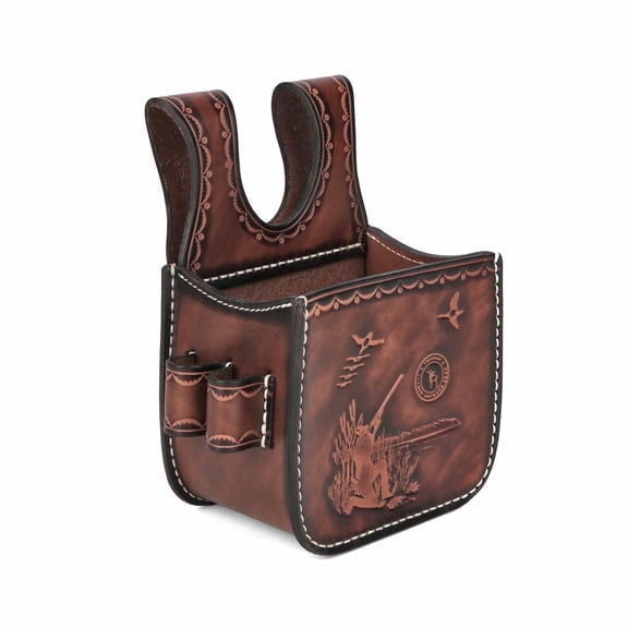 Tourbon Genuine Leather Shell Pouch Shotgun Cartridge Ammo Bag with Shell Loops for 12 16 20 Gauge, Brown, 1 PC