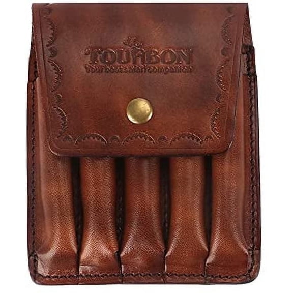 TOURBON Hunting Leather CartridgesCarry Wallet Pouch 5 Loops Brown-1 Count