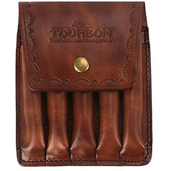 TOURBON Leather Shell Wallet Pouch for Hunting 5 Rounds Brown