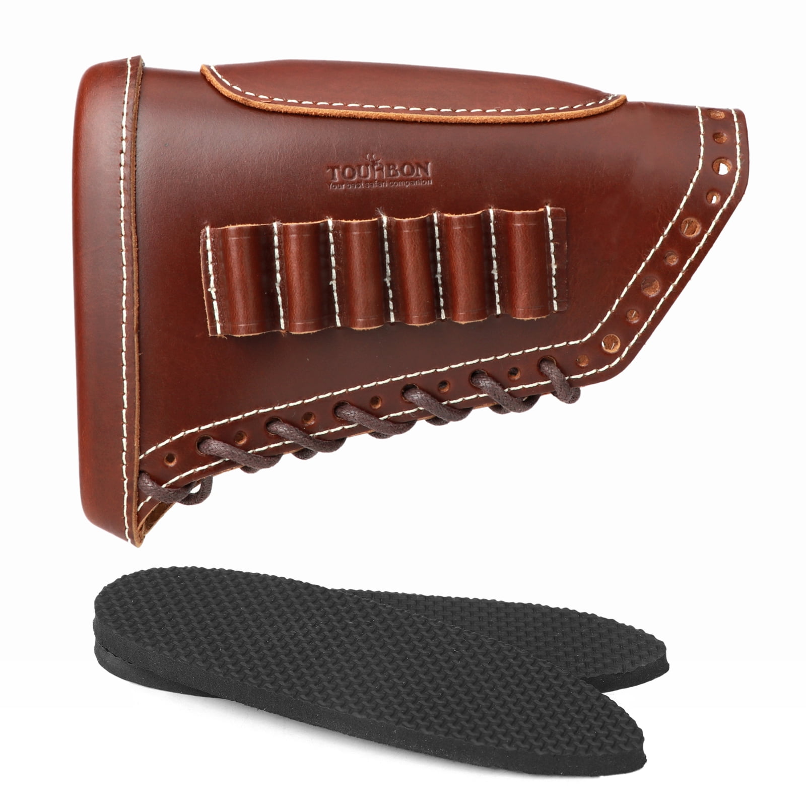 Tourbon Leather Slip-On Recoil Pad & Cheek Rest Riser – Rifle/Shotgun Buttstock Cover, Brown