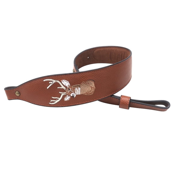 TOURBON Leather Sling for Hunting, Shoulder Strap-Adjustable Brown 2 Points