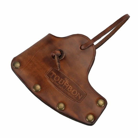 TOURBON Leather Axe Sheath Blade Cover Lanyard Head Protection Hatchet Holster Classic Brown