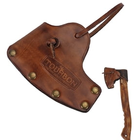 TOURBON Leather Axe Sheath | Adjustable Protective Blade Cover for Hatchets & Axes, Fits up to 3.5-Inch Blades, Camping Safety Sleeve with Quick-Install Strap