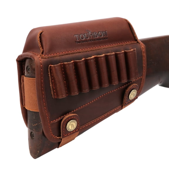 TOURBON Leather Recoil Pad Buttstock Cover, Brown