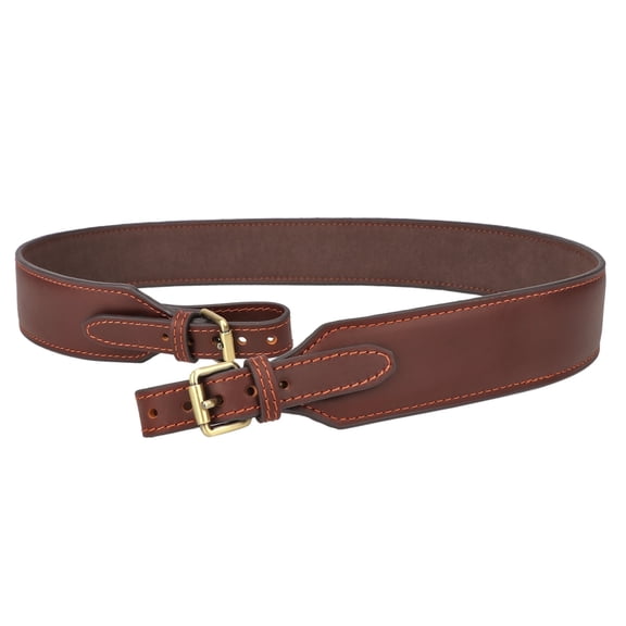 TOURBON Leather Sling for Hunting , Shoulder Strap with 2 Points Brass Buckle ,Adjustable, Brown