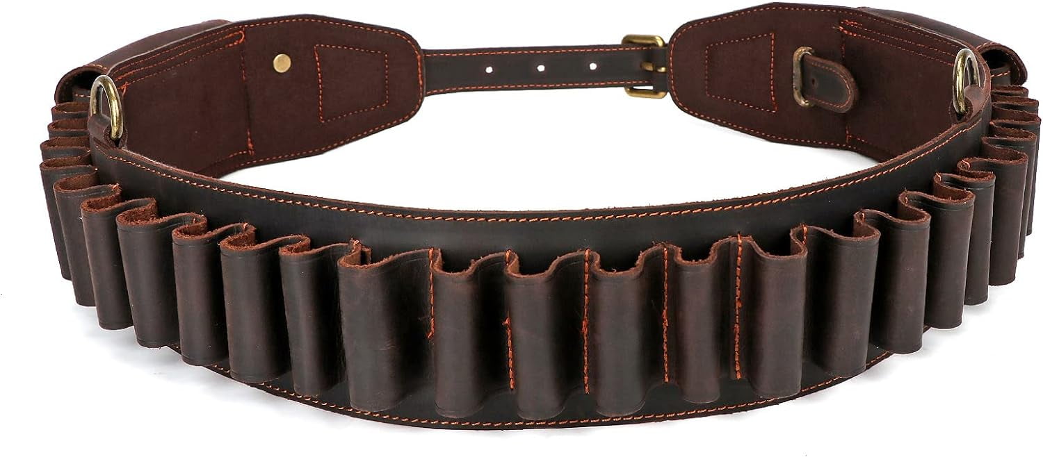 Cowhide Bandolier Belt TOURBON GENUINE LEATHER Bandolier 12 Gauge