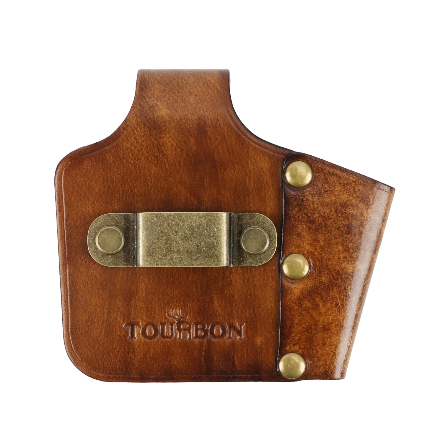 TOURBON Leather Tape Measure Hanger Screwdriver/Pencil Holder Tools Carrier Brown