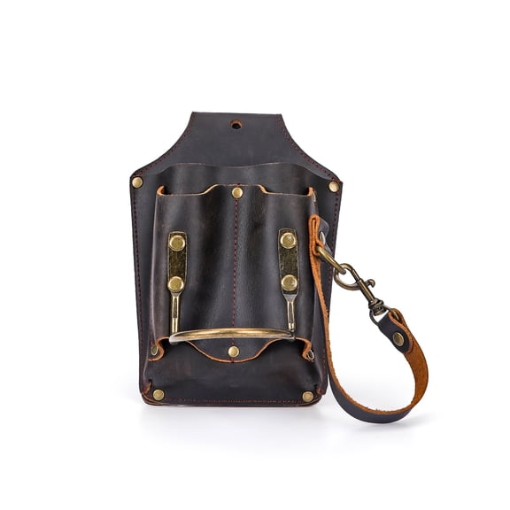 TOURBON Leather Tool Bag for Electrician Carpenter, Hammer/Screwdriver Holder , Black , Woodworking