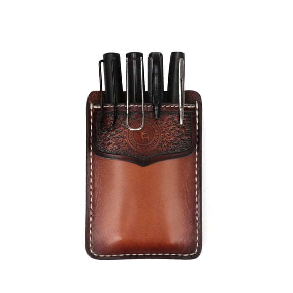 TOURBON Leather Tool Pouch for Jeans Shirts Pockets Screwdriver Pen Holder Portable Brown For Worker Doctor Nurse