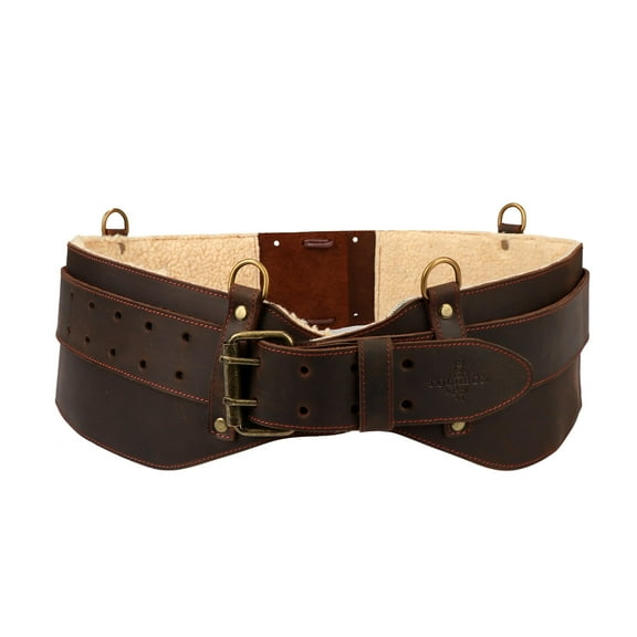 TOURBON Padded Leather Work Belt Heavy Duty Tool Belt Loggers Felling Stronghold Belt Woodworking Adjustable Waist Fits 33"-47"