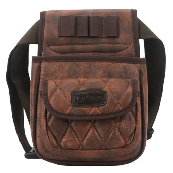 TOURBON PU Leather Hunting Shotgun Shells Bag Tool Waist Bag - Brown