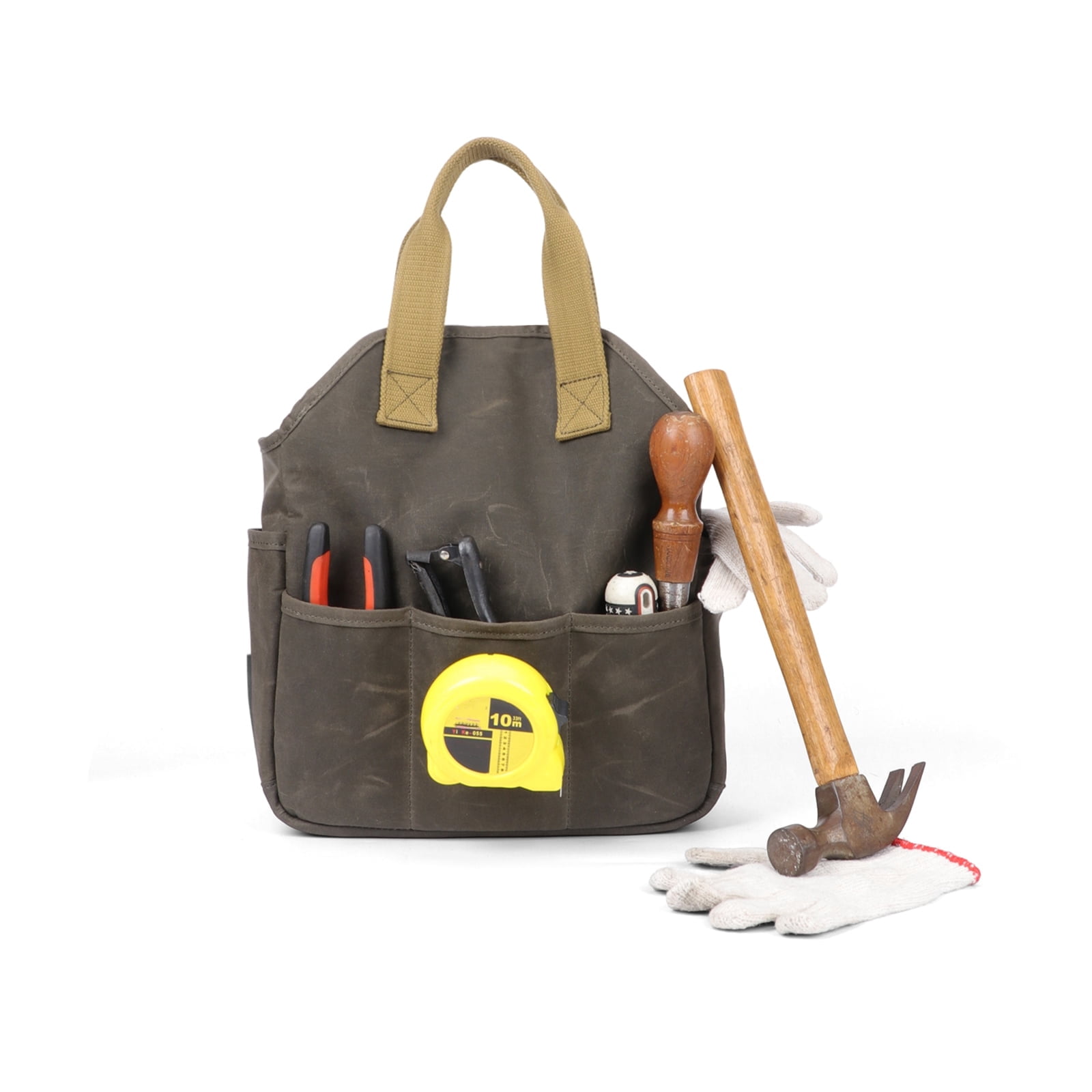 TOURBON Tool Storage Bag Open Canvas Tote Organizer for Carpenter, Electrician, Framer, Gardeners
