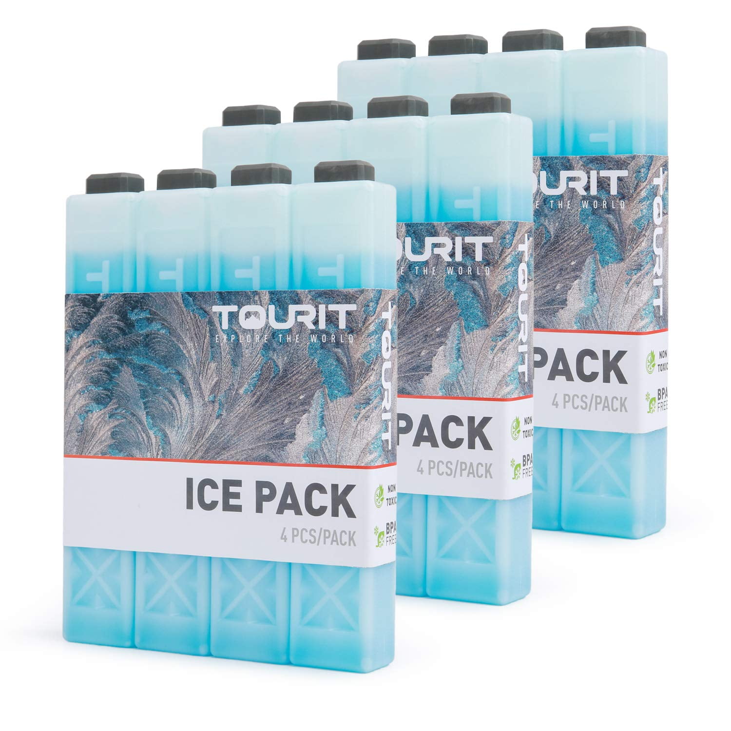TOURIT 12 PCS Ice Packs for Coolers, Reusable Cold Freezer Packs for