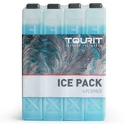 TOURIT 4 PCS Ice Packs for Coolers, Reusable Cold Freezer Packs for Lunch Bag/Box and Cooler Bag, Knee Injuries, Back Pain Relief, Picnic, Camping, Adults and Kids, Blue