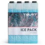TOURIT 4 PCS Ice Packs for Coolers, Reusable Cold Freezer Packs for Lunch Bag/Box and Cooler Bag, Knee Injuries, Back Pain Relief, Picnic, Camping, Adults and K