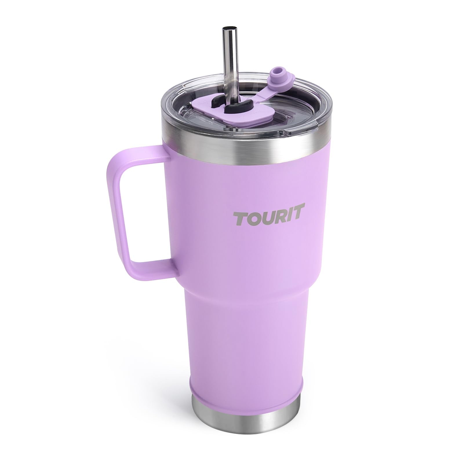 TOURIT Double Wall Vacuum Stainless Steel Insulated Tumbler 30 fl oz, Reusable Travel Mug Coffee Cups with 3 Way Lid, Straw & Handle, Water Bottle TOURIT Double Wall Vacuum Stainless Steel Insulated Tumbler 30 fl oz, Reusable Travel Mug Coffee Cups with 3 Way Lid, Straw & Handle, Water Bottle