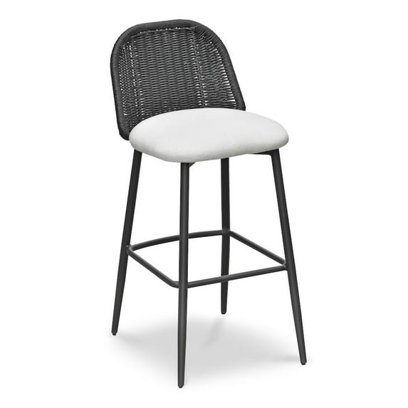 TOV Furniture Alexa Black Rattan Performance Fabric Barstool