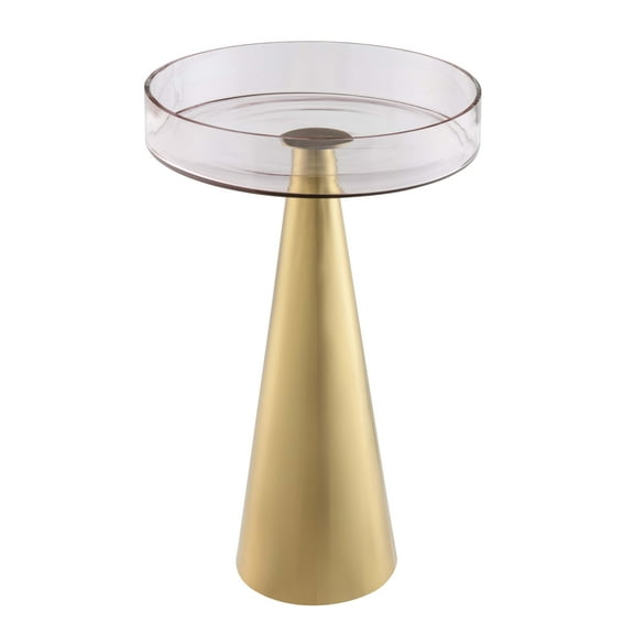 TOV Furniture Alo Small Pink Glass Side Table With Gold Base