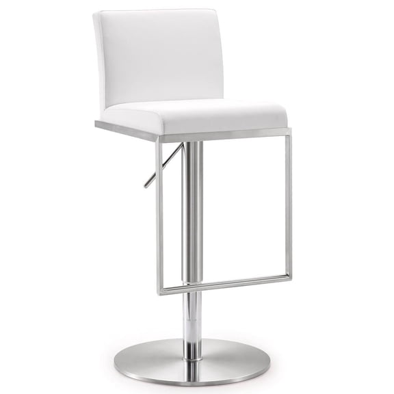 TOV Furniture Amalfi White Steel Adjustable Barstool