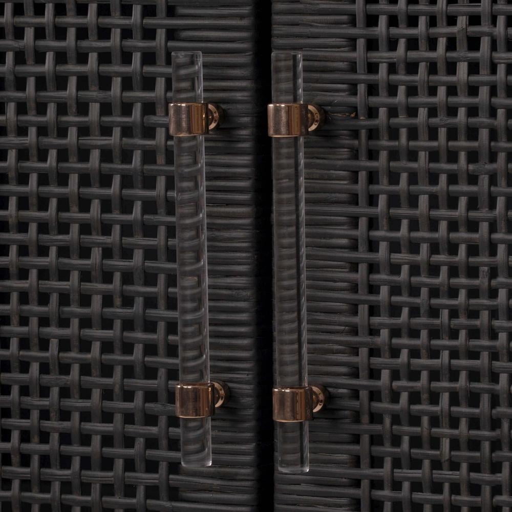 Amara Charcoal Mahogany and Rattan 2-Door Accent Cabinet