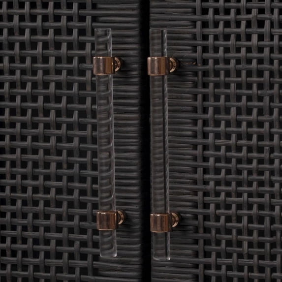 TOV Furniture Amara Charcoal Woven Rattan Cabinet