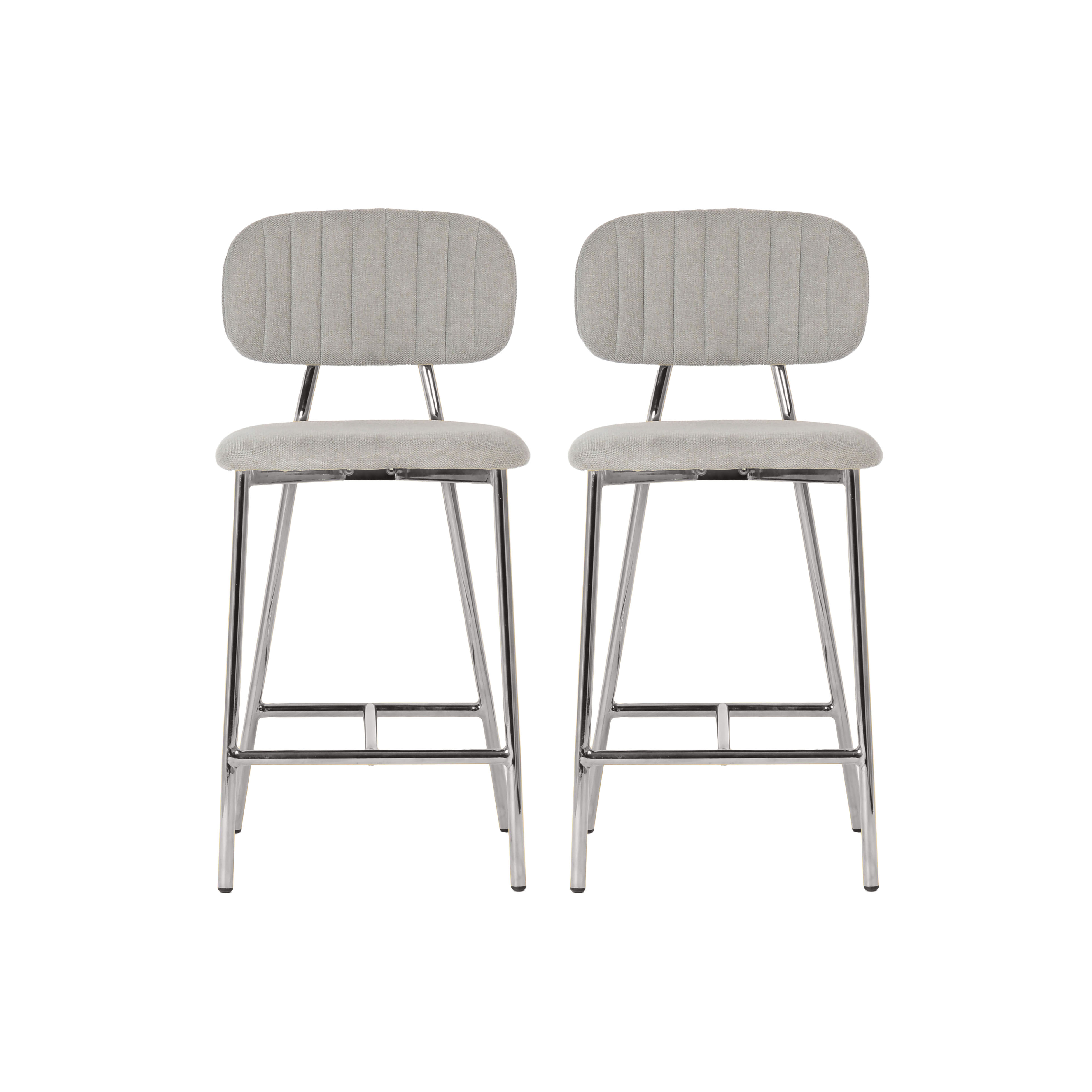 TOV Furniture Ariana Grey Linen Counter Stool with Silver Frame (Set of