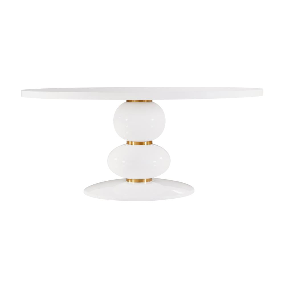 White and Gold Round Wood Dining Table for Six