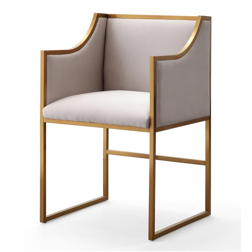 Atara Cream Velvet Arm Chair with Gold Metal Frame