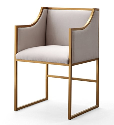 Atara Cream Velvet Arm Chair with Gold Metal Frame