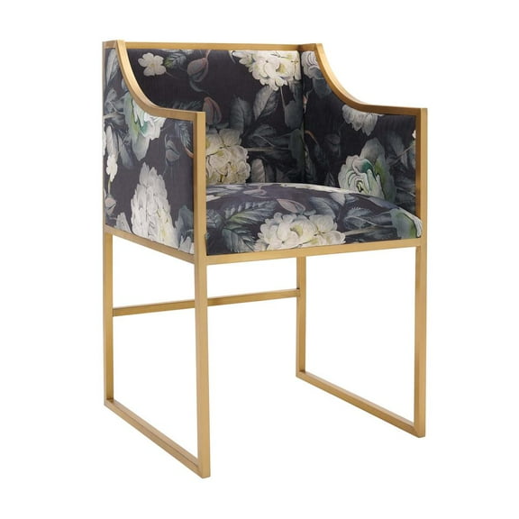 Atara Floral Velvet Gold Chair by TOV Furniture