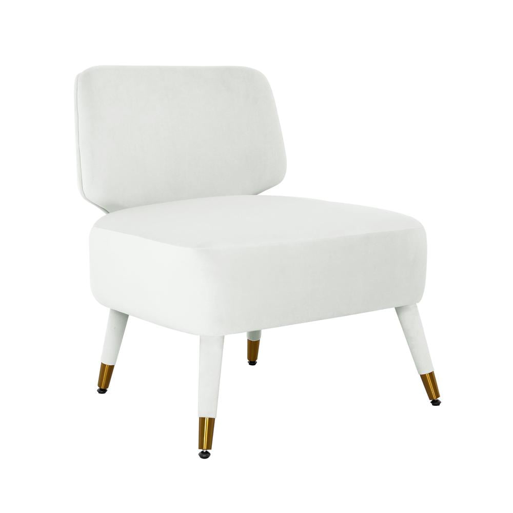 Athena Cream Velvet Accent Chair with Gold-Tipped Legs