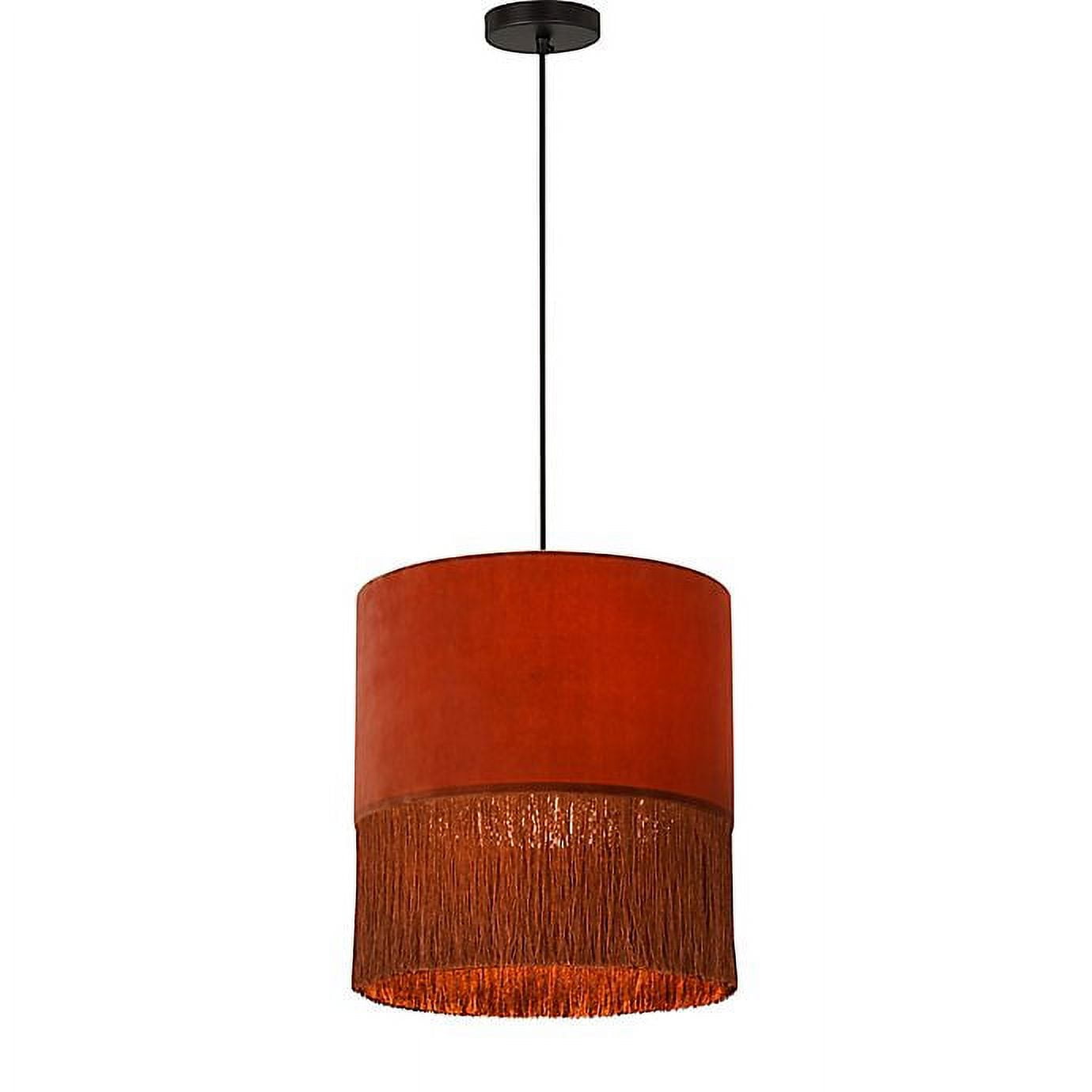 Brick Orange Glass Tassel Pendant Light with Cotton Shade