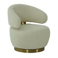 thumbnail image 1 of TOV Furniture Austin Beige Faux Shearling Swivel Chair with Brass Base, 1 of 6
