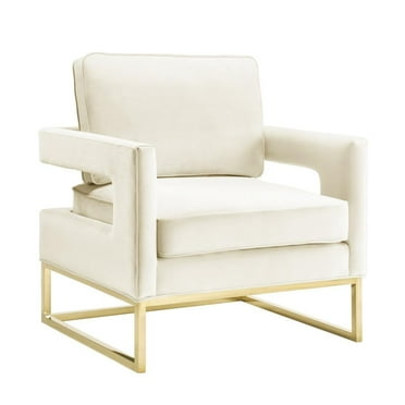 TOV Furniture Avery Cream Velvet Accent Chair with Gold Base