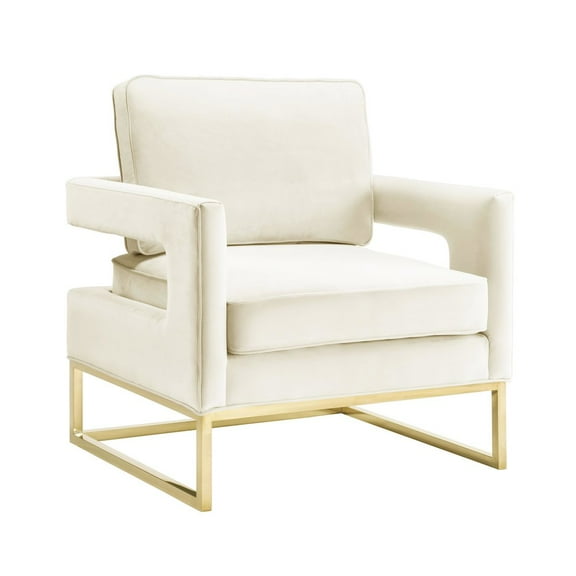 TOV Furniture Avery Cream Velvet Accent Chair with Gold Base